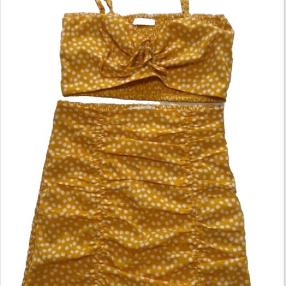 O. Vianca Skirt and Top Set Yellow White Print